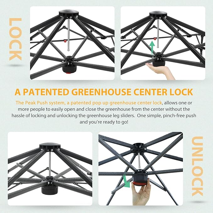 EAGLE PEAK 6.6x6.6 ft Hexagon Pop up Greenhouse, Portable Walk-in Grow Tent for Seed Starting, Garden Plants, Indoor Outdoor Green House, All-Weather Plant Shelter, PE Cover, White/Clear