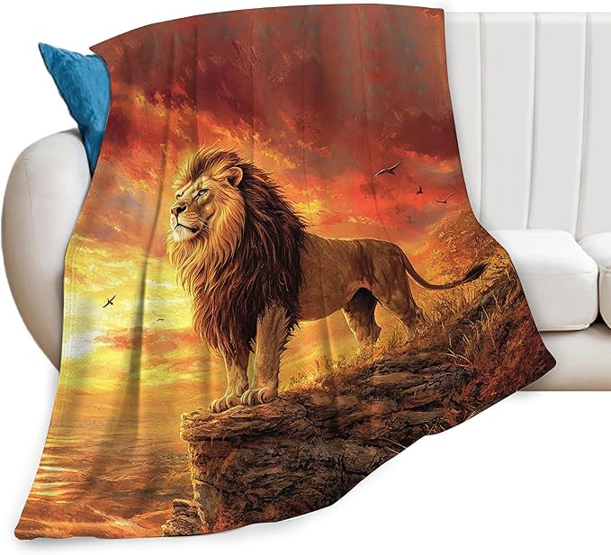 Lion Blanket Soft Cozy Lion Fleece Throw Blanket Warm Lightweight Animal Flannel Plush Bedding Stuff Decor Blankets Gifts for Lover Girls Boys Kids Women Adults Bed Travel 50"x60"
