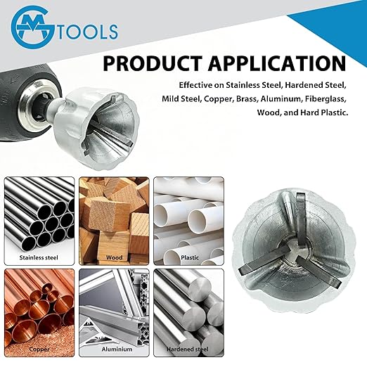 Deburring External Chamfer Tool with YG8 Carbide Blade, Deburring Drill Bit Set, Remove Burr Tools with Quick Release Shank, Repair Tools for Damaged Bolts Fits for 1/8"- 3/4" (3mm-19mm)