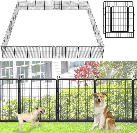Decorative Metal Garden Fence with Gate Dog Fence Outdoor for Yard, 32in(H) x 107Ft(L) No Dig Fence 40 Panels Fencing for Dogs Animal Barrier Fence Garden Fencing for Yard, Patio, Flower Bed