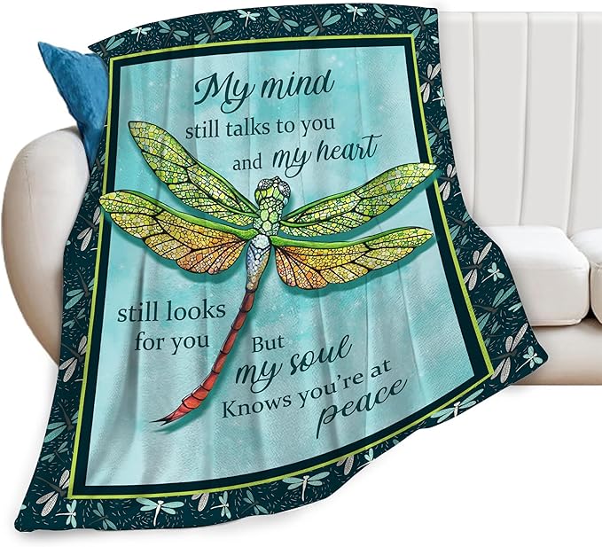 Dragonfly Blanket Dragonfly Throw Blanket Soft Fleece Flannel Bedding Dragonflies Gifts for Women Girls Lovers Adults Stuff Plush for Couch Sofa Bed Room Decor 50"X60"