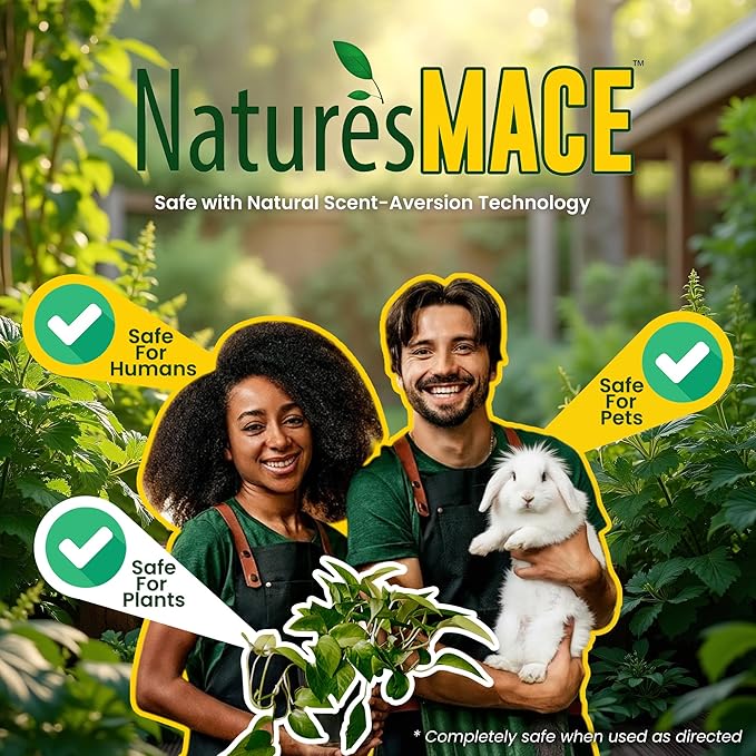 Nature's Mace Rabbit MACE Granules, 90 Pounds, Treats 57,000 sq ft, Rabbit Repellent Granular, Outdoor Deterrent for Garden, Landscape Protection, Safe to Use Around Pets, People, & Plants