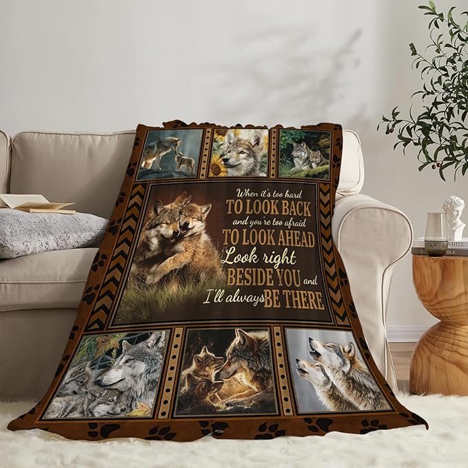 Wolf Fleece Blanket Wildlife Throw Blankets for Girls Boys Super Soft Warm Flannel Animal Throws Gifts for Men Women Cozy Fuzzy Plush Stuffed Couch Bed Bedding Decor 50"X40"