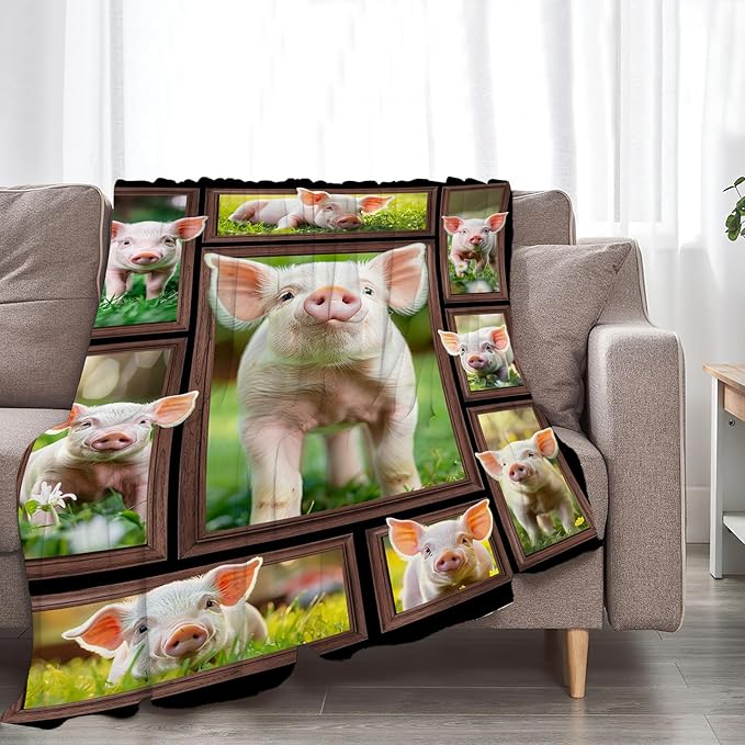 Pig Blanket Pig Gifts for Lovers Throw Blanket Stuff Cozy Plush Fleece Flannel Animal Blankets for Girls Boys Women Men 60"X50"