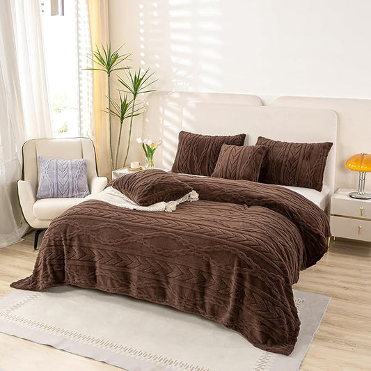 YUSOKI Sherpa Twin XL Blanket(Without Pillows)-3D Stylish Design Super Soft Blankets for Teen Girls Women Couch Bed Sofa Chair Men Boys Gift(Brown,65"x90")