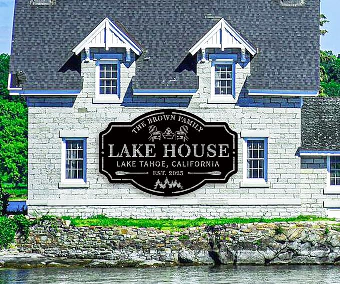 Custom Metal Lake House Sign - Personalized Outdoor Décor for Beach or Camping, Happy Campers Gift - Rustic Lake House Decor