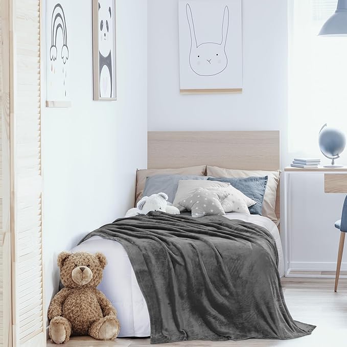 Utopia Bedding Grey 300GSM Fleece Blanket (Twin Size - 60x80 Inch) Luxury Soft Bed Blanket (Bulk Pack of 12)