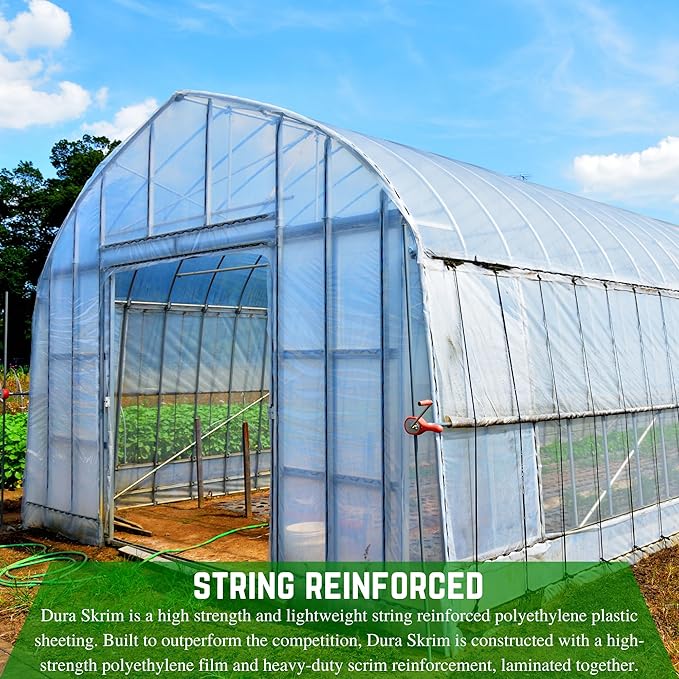 Farm Plastic Supply - String Reinforced 4 Year UV Resistant 10 mil Clear Greenhouse Plastic Sheeting - 4 Year UV Resistant Polyethylene Greenhouse Film, Hoop House Green House Cover (42' x 75')