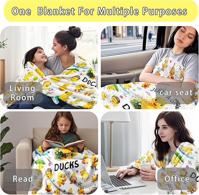 Duck Blanket Duck Gifts for Girls Women Ducks Lovers Soft Flannel Blankets Birthday Gifts Decor Stuff Ducks Themed Throw Blanket 60" x 50"