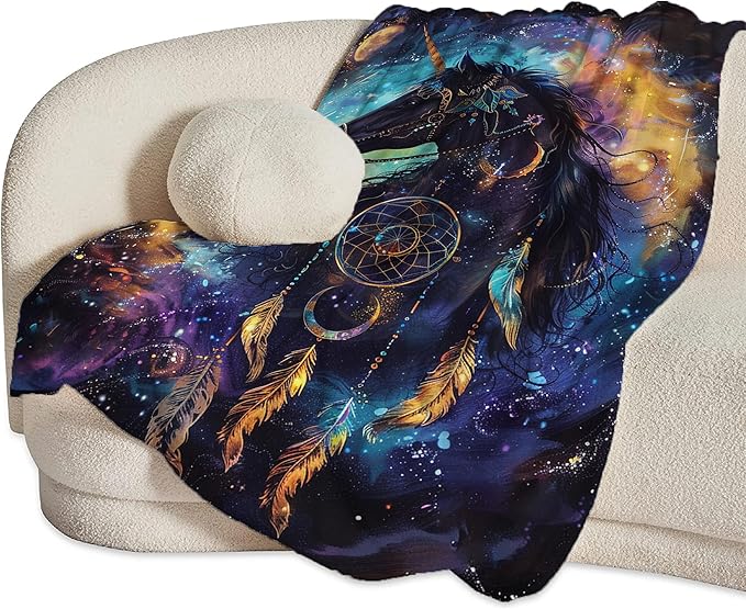 Fantasy Horse Throw Blanket - Gifts and Decor for Girls, Women, Men, Kids, Adults - Soft Warm Cozy Fleece for Couch, Sofa, Bed 80"x60"
