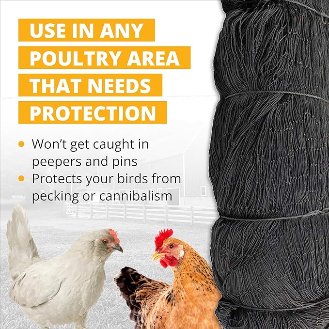 Stromberg's 1" Knotted Netting, Game Bird Netting, Heavy Duty, Chicken Coops, Gardening, UV-Resistant, 85 lb. Break Strength, 50'x150'