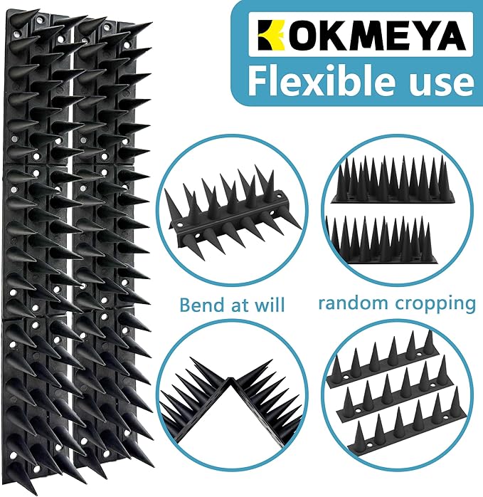 Bird Spikes,Black,6 Pack Bird deterrents for Outside,Keep Raccoon Squirrel Pigeon Away,Fence Spike for Garden Patio
