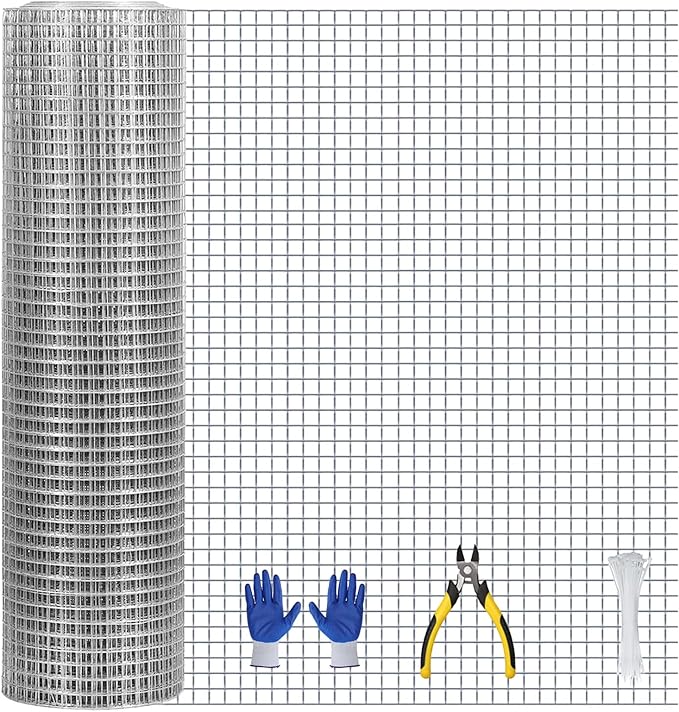 Hardware Cloth, 1/2 inch 16inx30ft 21GA Hot-dip Galvanized Wire Mesh, Wire Fence, Chicken Wire Mesh,Poultry Farming, Garden Fence,Wire Mesh, Tree Protection, Gopher Wire, Rabbit Wire.