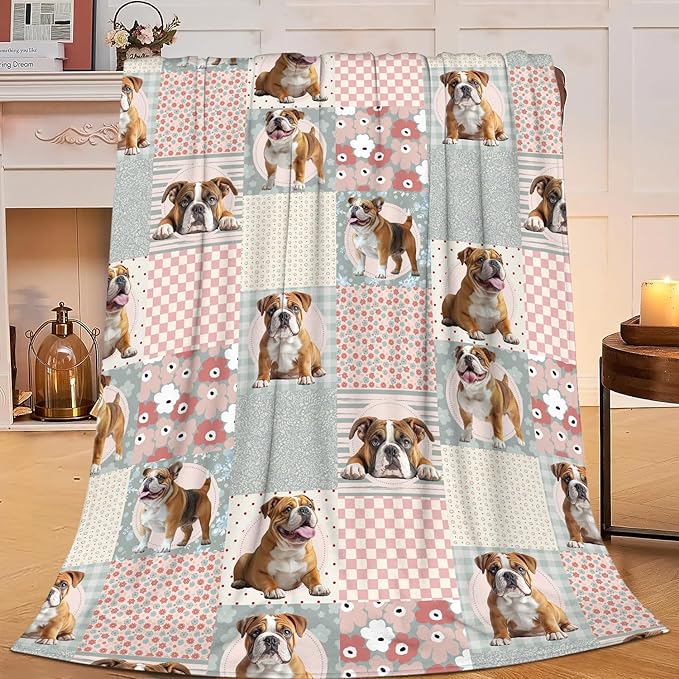 French Bulldog Throw Blanket Cute Bulldog Flannel Blankets Dog Lover Plush Super Soft Cozy Warm Decor Gifts for Boys Girls Kids Adults Men Women 50" x 60"