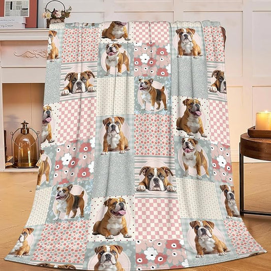 French Bulldog Throw Blanket Cute Bulldog Flannel Blankets Dog Lover Plush Super Soft Cozy Warm Decor Gifts for Boys Girls Kids Adults Men Women 50" x 60"