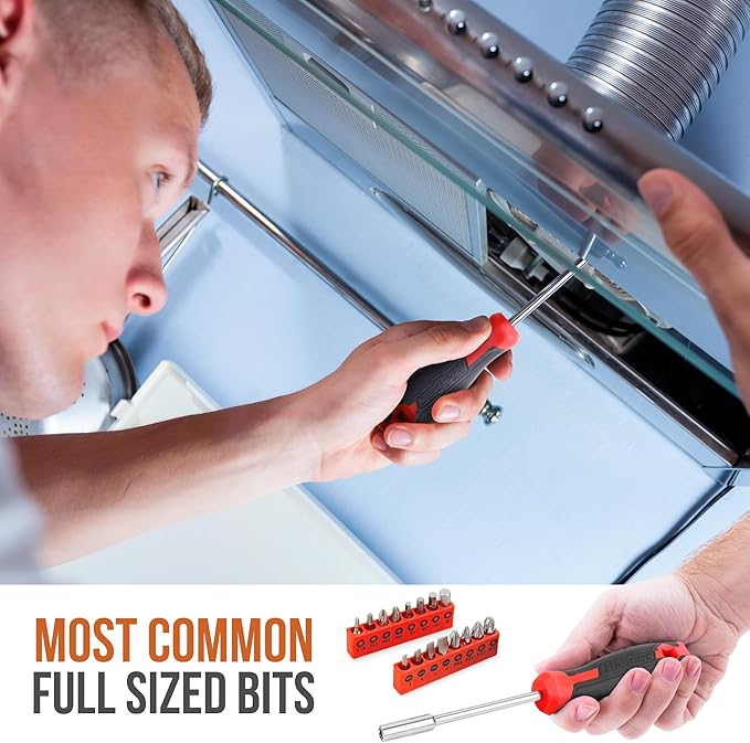 Hi-Spec 38pc Red Household DIY Small Tool Kit. Toolbox Set of Starter Basic Tools Kit for Home & Office