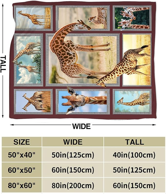 Giraffe Blanket Gifts for Girls Boys Soft Warm Plush Wild Animal Giraffe Throw Blanket Flannel Fleece Fuzzy Blankets for Kids Women Man Lover Bed Couch Living Room Decor 80"X60"