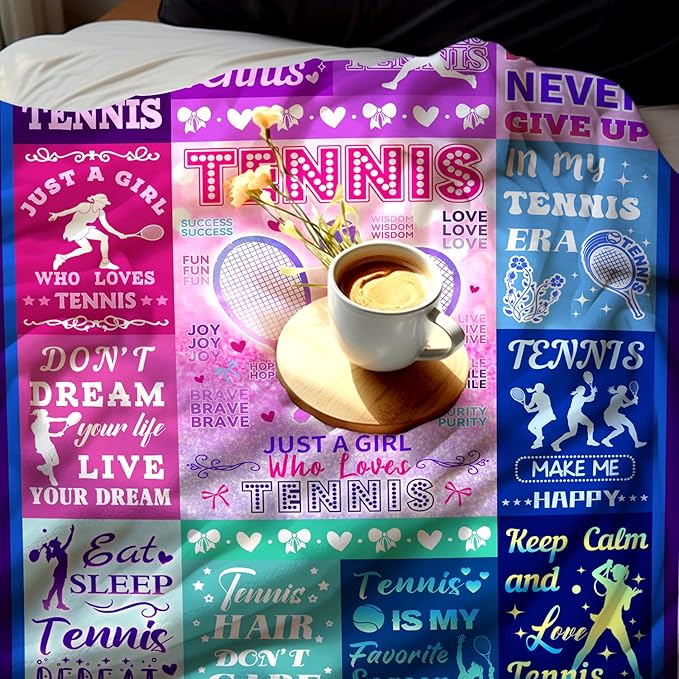 Tennis Throw Blanket Plush Fleece Soft Lightweight Flannel Fleece Blankets Decor for Couch Sofa Living Room Bedding 80"X60"