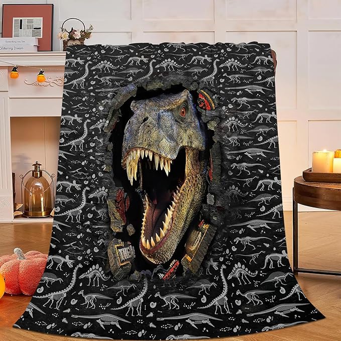 Dinosaur Blanket, Dinosaurs Throw Blanket, Animal Wild Gifts Blankets Stuff Fleece Flannel Plush for Boys Men Girls Women Lovers Adults Soft Bedding Gift for Sofa Bed Office Home Decor 40"X50"