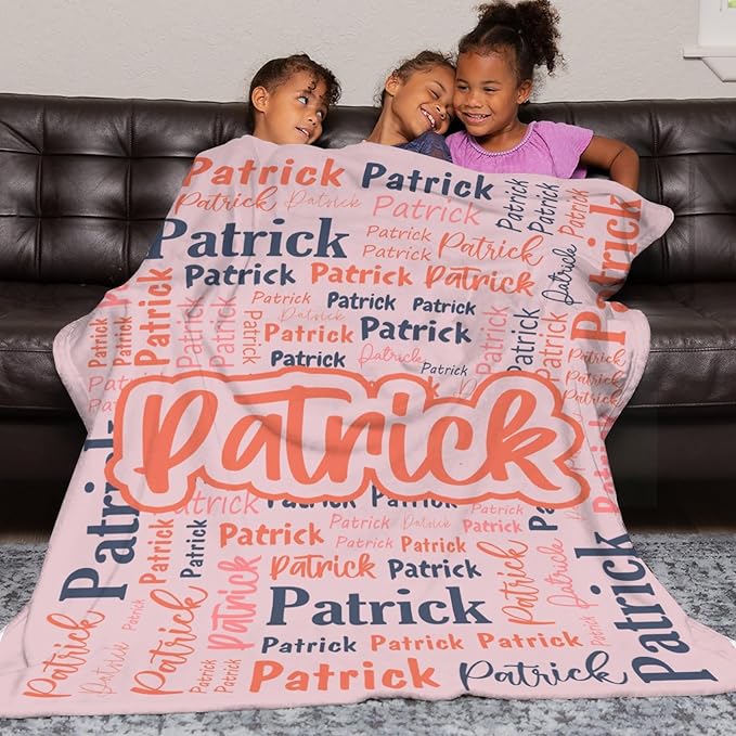 Custom Blanket with Name Personalized Blankets for Kids Adult Boys Girls Flannel Monogrammed Customized Blankets Throw (30''x40'')
