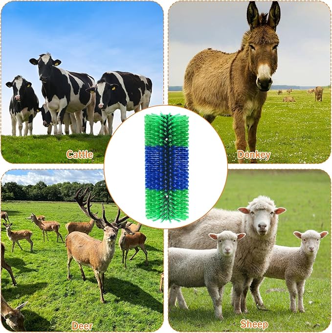 Livestock Scratching Brush Goat Scratcher Full Massage Grooming Brush with 8 Screws for Cattle, Sheep, Horses, Pigs