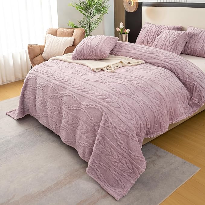 YUSOKI Sherpa Queen Size Blanket-3D Stylish Design Super Soft Fuzzy Cozy Warm Blanket Thick Plush Fluffy Furry Blankets for Teen Girls Women Couch Bed Sofa Chair Men Boys Gift(Rose Pink,90"x90")