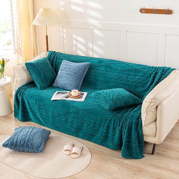 YUSOKI Sherpa Twin XL Blanket(Without Pillows)-3D Stylish Design Super Soft Blankets for Teen Girls Women Couch Bed Sofa Chair Men Boys Gift(Teal,65"x90")
