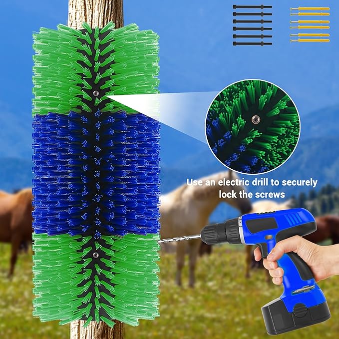 2 Pack Livestock Scratching Brush Horse Massage Grooming Brushes with 8 Screws for Goat,Cattle,Cow,Sheep, Horses,Pigs and Other Animal Back Scratching