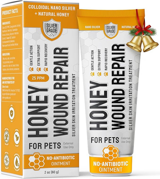 Dog Wound Care with Honey & Colloidal Silver for Scratches & Skin Irritations – Horse & Dog Hot Spot Treatment Gel Works as Honey Rapid Wound Repair – for All Pet Ages & Breeds – 2-Oz Tube