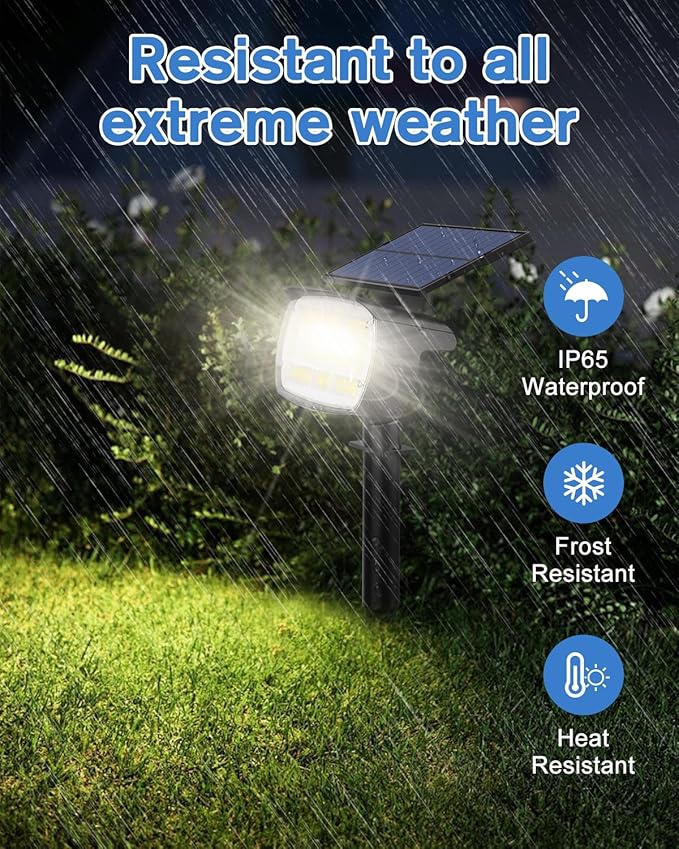 Fabrito Solar Spot Lights Outdoor 136 LEDs, Big Brighter Lighting Solar Lights Outdoor, 4 Pack IP65 Waterproof Landscape Spotlights Auto On/Off for Yard, Garden, Pathway, Plants,Tree (Cool White)