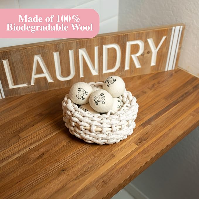 Lavender Scented Wool Dryer Balls – 6 XL Pack – Natural Fabric Softener, Reusable, Reduces Static, Reduces Wrinkles & Shortens Drying Time, Made W/Essential Oil, 100% Pure Wool