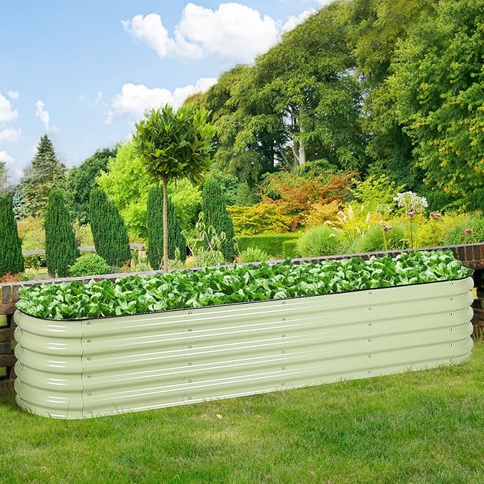 BPS 9-in-1 Metal Raised Garden Bed, 6x3 FT Galvanized Planter, Extra Tall 17" Design for Vegetables and Flowers