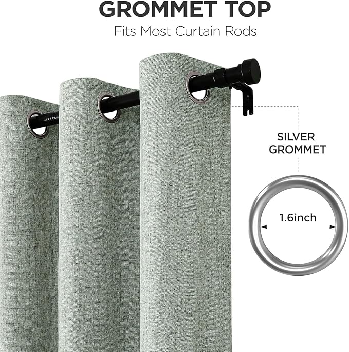 Joydeco Blackout Curtains 90 Inches Long 2 Panels Burg, Room Darkening Curtains for Bedroom, 100% Black Out Textured Thermal Drapes Privacy Protection 2 Panels Set(W52 x L90 Inch, Sage Green)