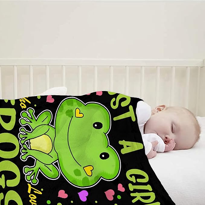 Just Girl Who Loves Frogs Blanket Soft Blankets and Throws Flannel Cozy Lightweight Quilt Gift Perfect for Bed Sofa Couch-40 x30 Extra Small for Pets