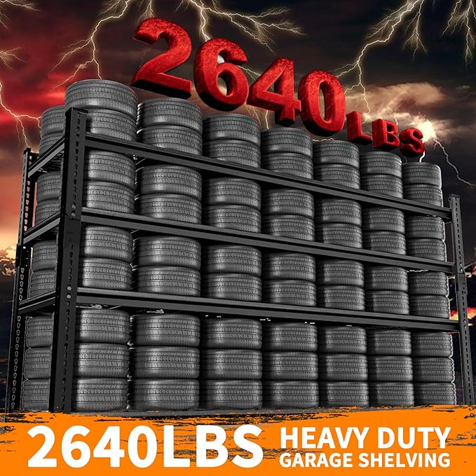 Storage Shelves Heavy Duty 4 PCS, 60"L x 24"W x 60"H Garage Wire Shelving Unit Loads 2640LBS, 4-tier Adjustable Metal Industrial Utility Shelf Rack for Kitchen, Laundry, Pantry, Warehouse, Basement