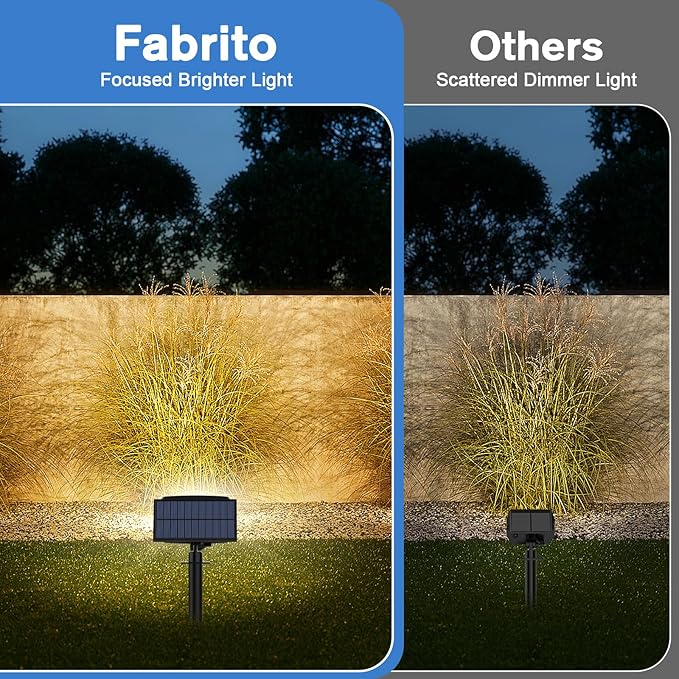 Fabrito Solar Spot Lights Outdoor 136 LEDs, Big Brighter Lighting Solar Lights Outdoor, 4 Pack IP65 Waterproof Landscape Spotlights Auto On/Off for Yard, Garden, Pathway, Plants,Tree (Warm White)