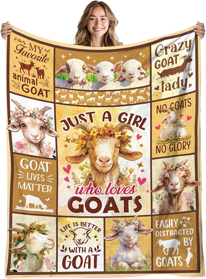 Goats Blanket Gift for Women, Girls, Blanket for Goat Lovers, Goat Gifts for Birthday, Just A Girl Who Loves, Flannel Blanket for Couch or Bed, for Christmas Thanksgiving Day 50x60