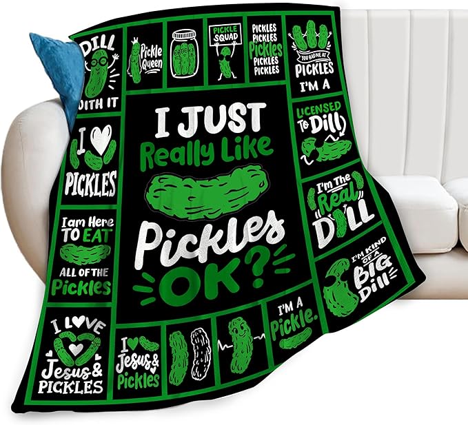 Pickle Blanket Super Soft Warm Pickle Fleece Throw Blanket I Just Really Like Pickle Women Girls Cozy Fluffy Lightweight Flannel Gifts Blankets for Men Adults 50"X40"