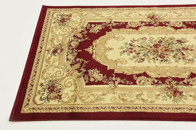 Unique Loom Versailles Collection Traditional Classic Floral Motif Area Rug (3' 3 x 5' 3 Rectangular, Burgundy/ Ivory)