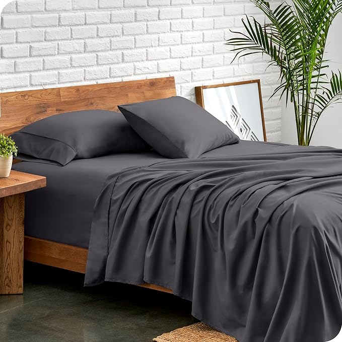 Bare Home King Sheet Set - 1800 Ultra-Soft Microfiber King Bed Sheets - Double Brushed - Deep Pockets - Easy Fit - Extra Soft - 4 Piece Set - Bedding Sheets & Pillowcases (King, Forged Iron Grey)