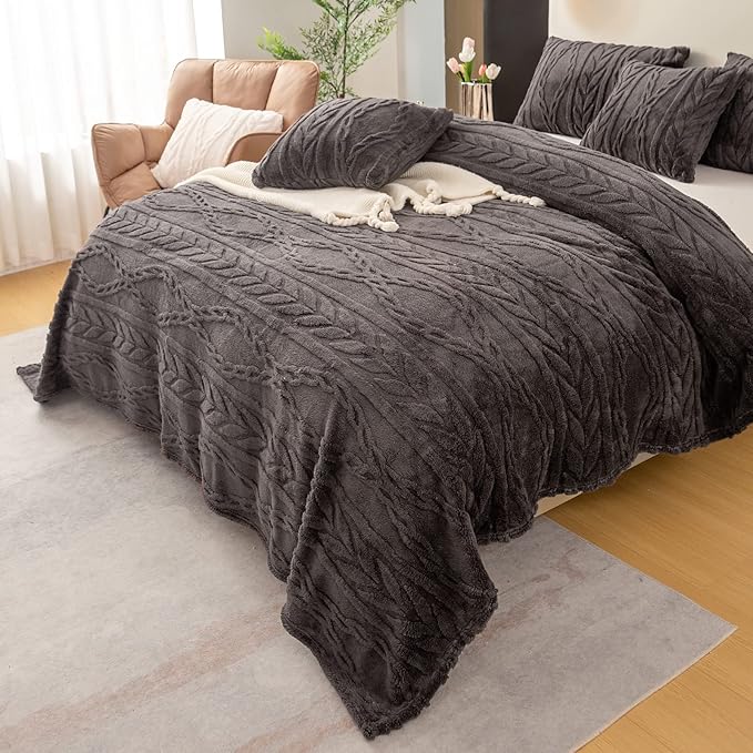 YUSOKI Sherpa Twin XL Blanket-3D Stylish Design Super Soft Fuzzy Cozy Warm Blanket Thick Plush Fluffy Furry Blankets for Teen Girls Women Couch Bed Sofa Chair Men Boys Gift(Morel,65"x90")