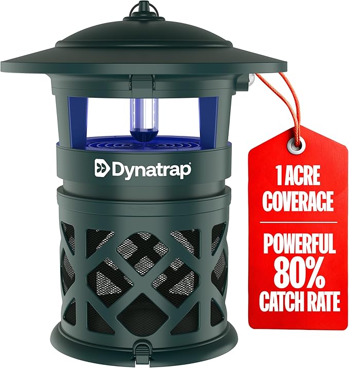 DynaTrap DT2030-GRSR Fly Traps Outdoor - Mosquito & Flying Insect Killer for 1 Acre – Kills Flies, Gnats, Wasps - Bug Zapper Alternative - Green