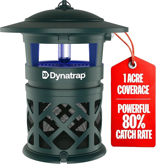 DynaTrap DT2030-GRSR Fly Traps Outdoor - Mosquito & Flying Insect Killer for 1 Acre – Kills Flies, Gnats, Wasps - Bug Zapper Alternative - Green