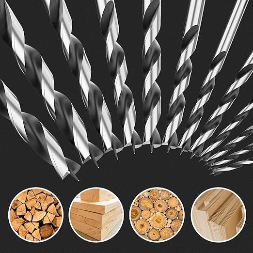 11MM Metric Brad Point Wood Drill Bit Set, 4Pcs Drill Bit Set with Double Flutes Design for Carpenter Woodworking and All Types of Wood