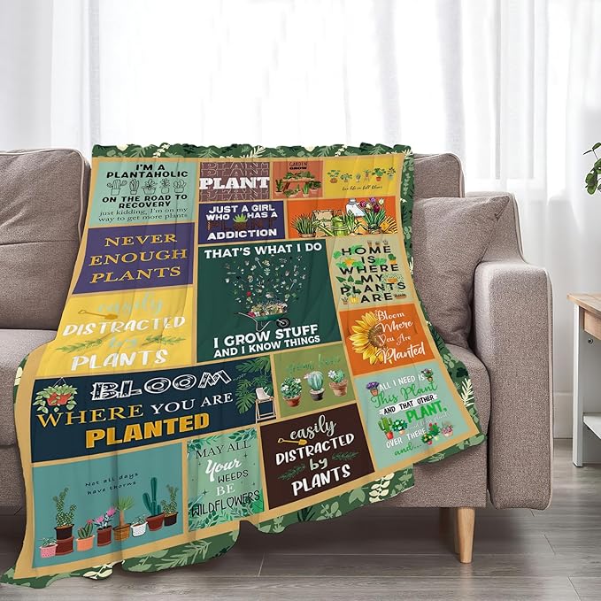 Gardening Lover Gifts Throw Blanket for Women Plant Gardeners Blanket Garden Blankets Plush Cozy Flannel Fleece Fuzzy Party Blanket 50"X40"