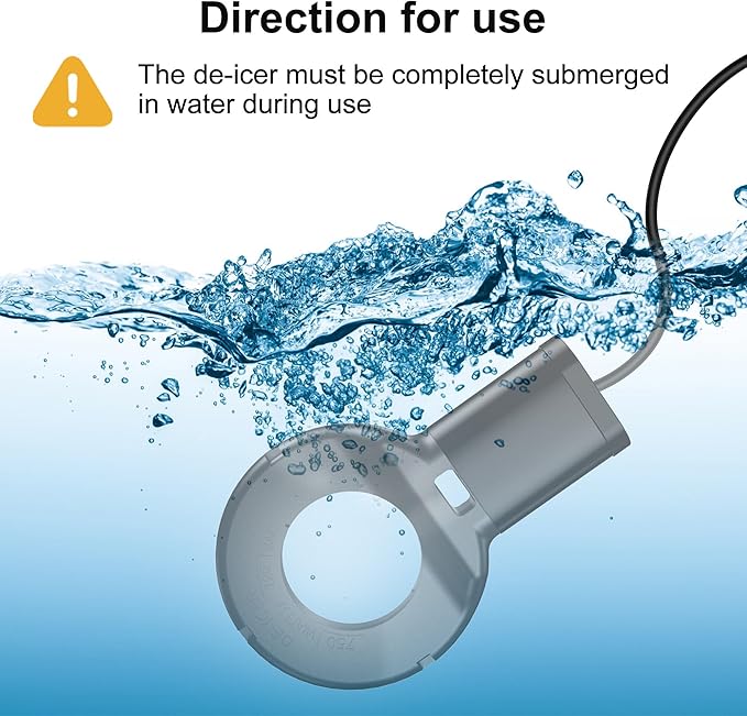 750W Utility De-Icer Submersible Cast Aluminum Chicken Water Heater, Designed for Livestock Troughs and Outdoor Tanks