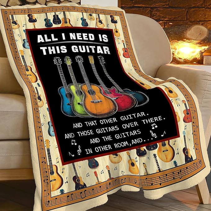 Guitar Blanket, Music Guitar Throw Blanket Gifts Blankets Stuff Fleece Flannel Plush for Girls Women Men Boys Lovers Adults Soft Bedding Gift for Sofa Bed Office Home Decor 40"X50"