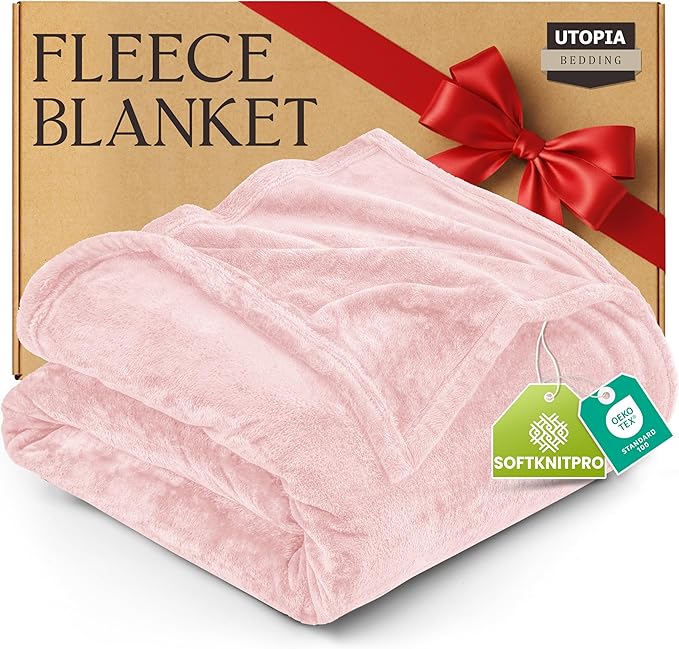 Utopia Bedding Fleece Blanket Twin Size Pink 300GSM Luxury Anti-Static Fuzzy Soft Microfiber Dorm Bed Blanket for Girls (60x80 Inch)