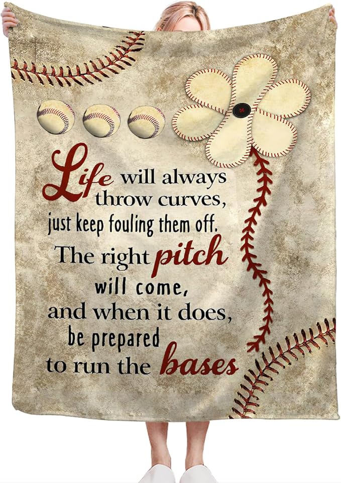Baseball Blanket Gifts for Girls Boys Lovers Soft Warm Plush Baseball Life Throw Blanket Flannel Fleece Fuzzy Sport Stuff Blanket for Bed Couch Living Room Decor 60"X50"