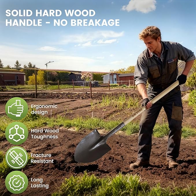 Kylin Multi-Purpose Garden Spade Shovels Set for Digging and Transfer with Durable Hard Wood Heavy Duty Handle (5 Pack)